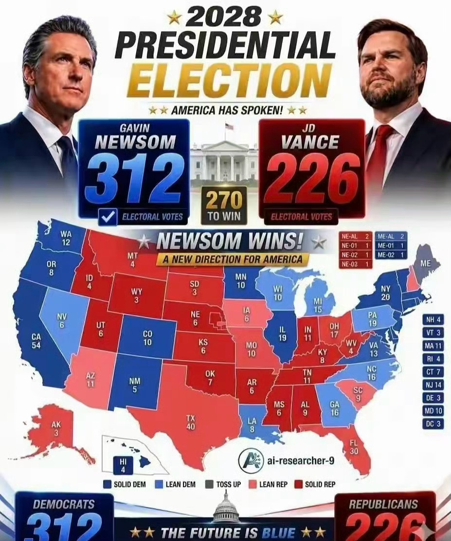 美国2028沙盘估选对局得票！ 