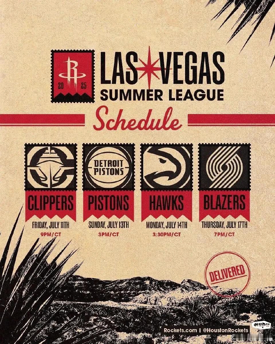 火箭队 NBA 夏季联赛电视转播赛程（北京时间）

7月12日，周六：快船   