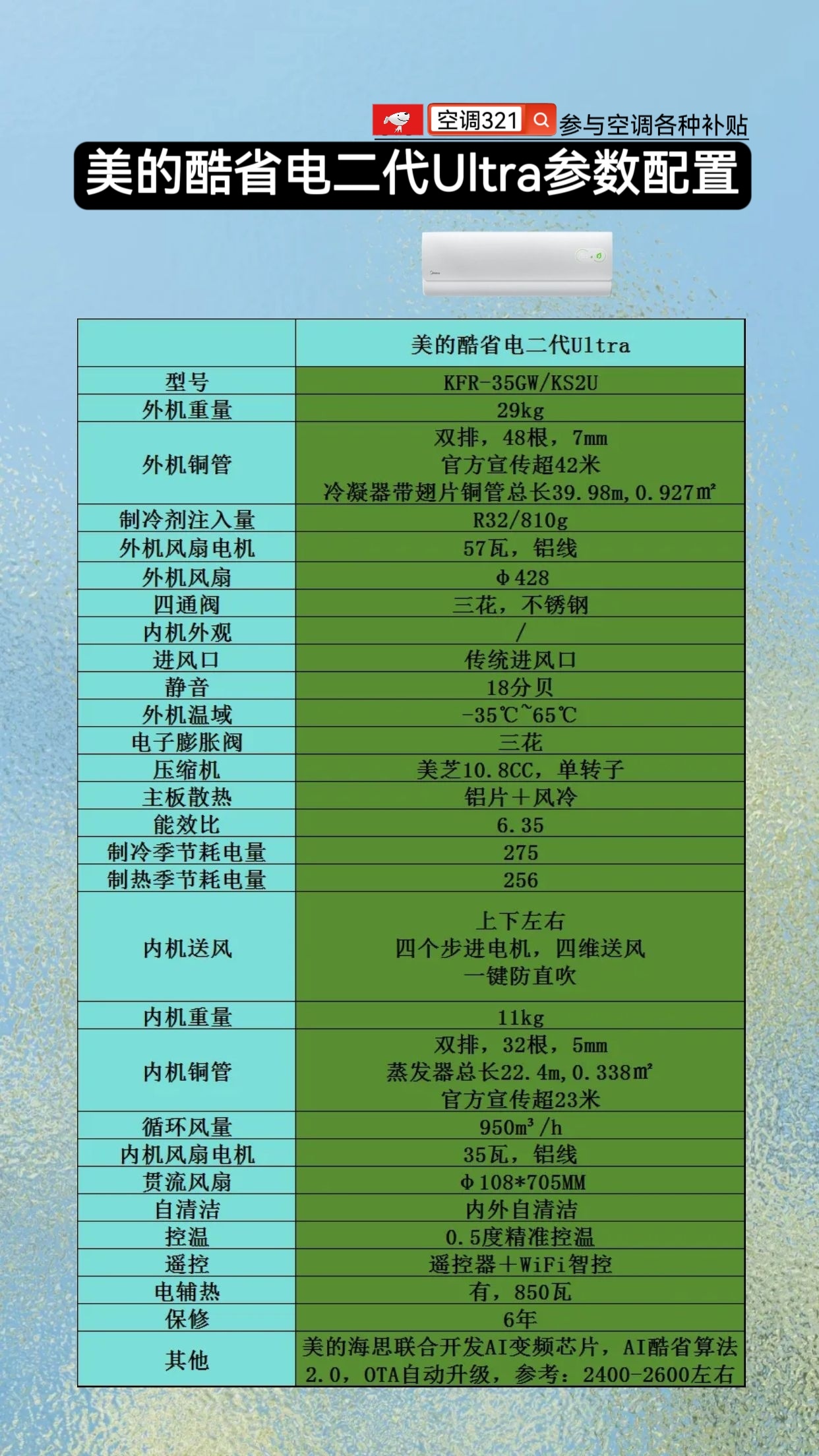 美的酷省电二代ultra参数配置，美的空调美的酷省电二代ultra怎么样 