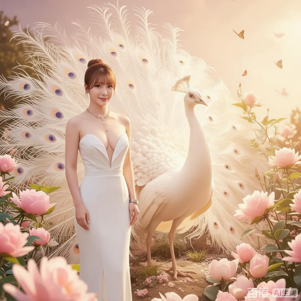 美女与孔雀！