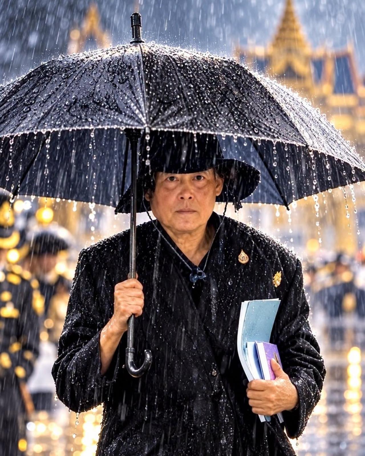 71岁诗琳通尽职尽责，冒着大雨出席公务
雨中的公主——诗琳通
 
有些画面，看一