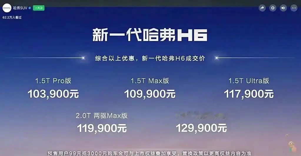 第四代哈弗H6来了，曾经的一代国民车，怎么新车上市一点热度也没有？这价格大家怎么