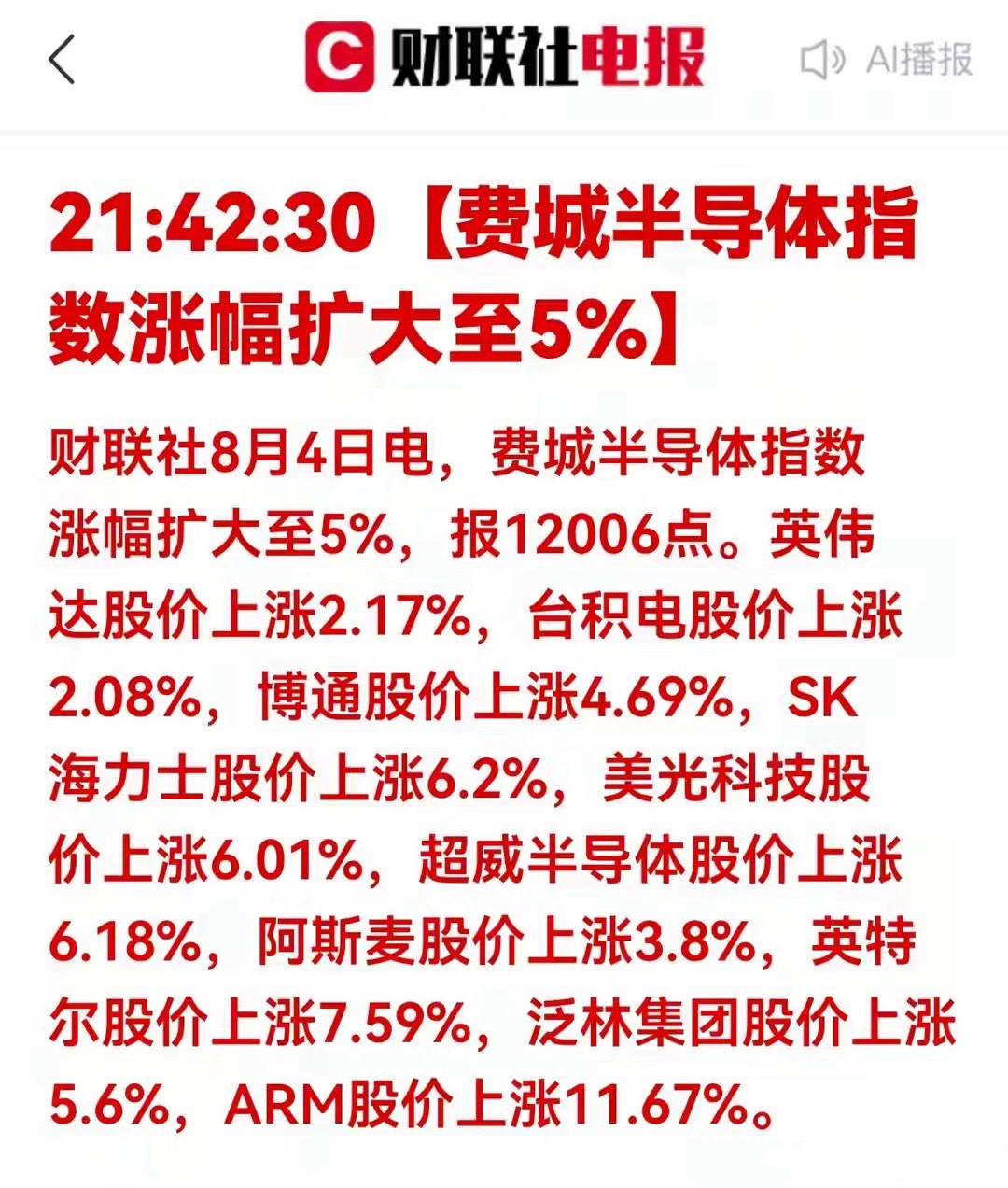 费城半导体指数暴涨5%，A股芯片迎强催化，六大核心标的深度解析美股费城半导体指数