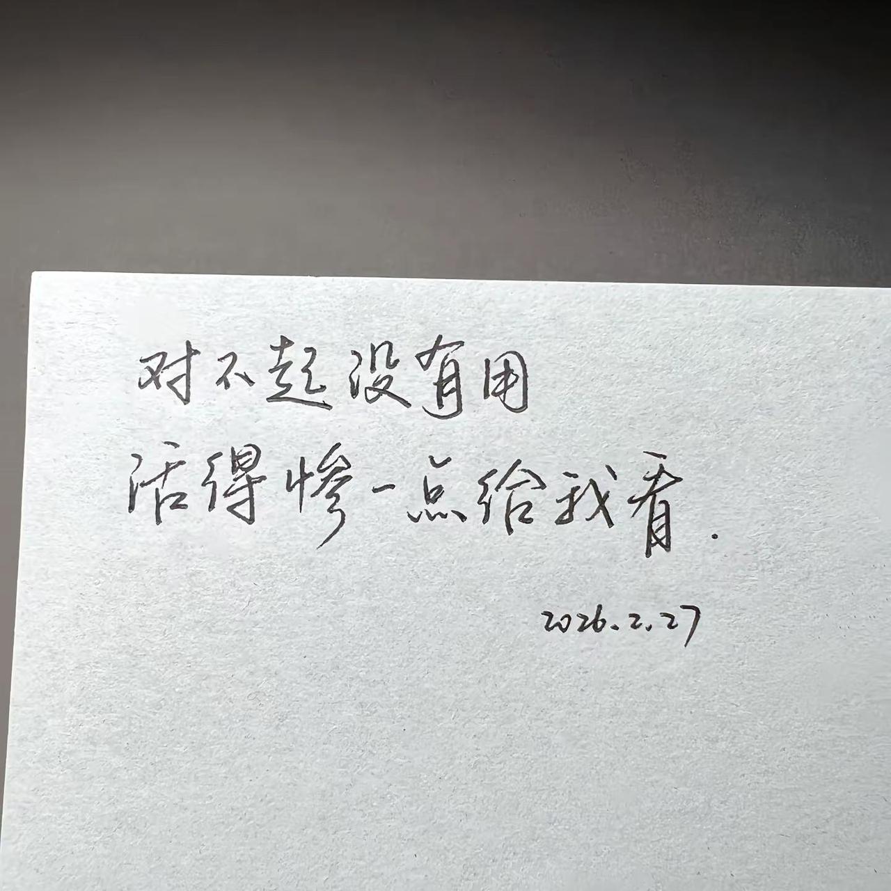 对不起没有用 活得惨一点给我看 手写 文字 见字如面