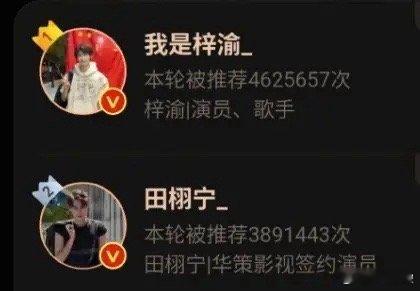 微博king和queen开始投票就目前投票结果来看，king应该是梓渝和田栩宁二