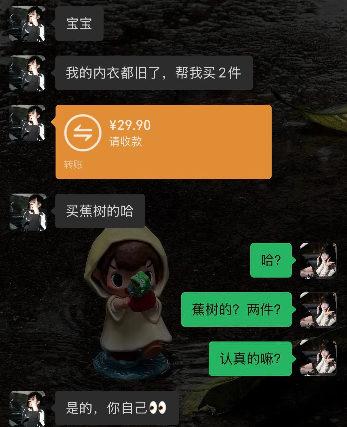 送女生礼物  内衣 蕉树