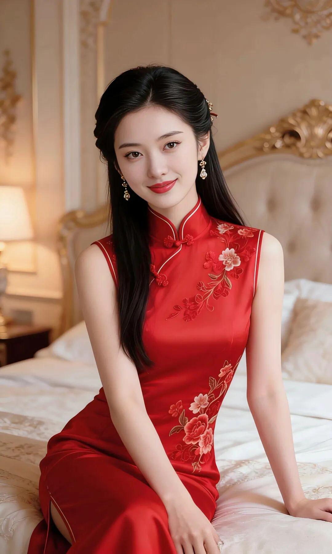 🏮 古风诗意风
一袭红袍，染尽东方韵致；几缕青丝，绾住岁月温柔。
红妆映暖，笑