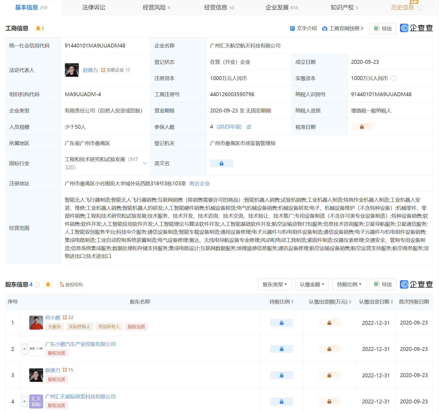 【小鹏汇天成立飞行汽车制造公司，注册资本5亿元】 据企查查网站显示，8月22日，
