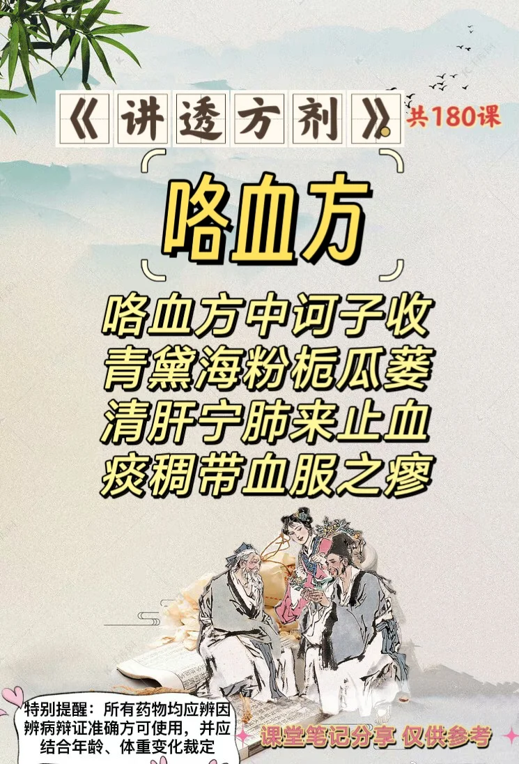 《讲透方剂》第124课：咳血方（止血剂）