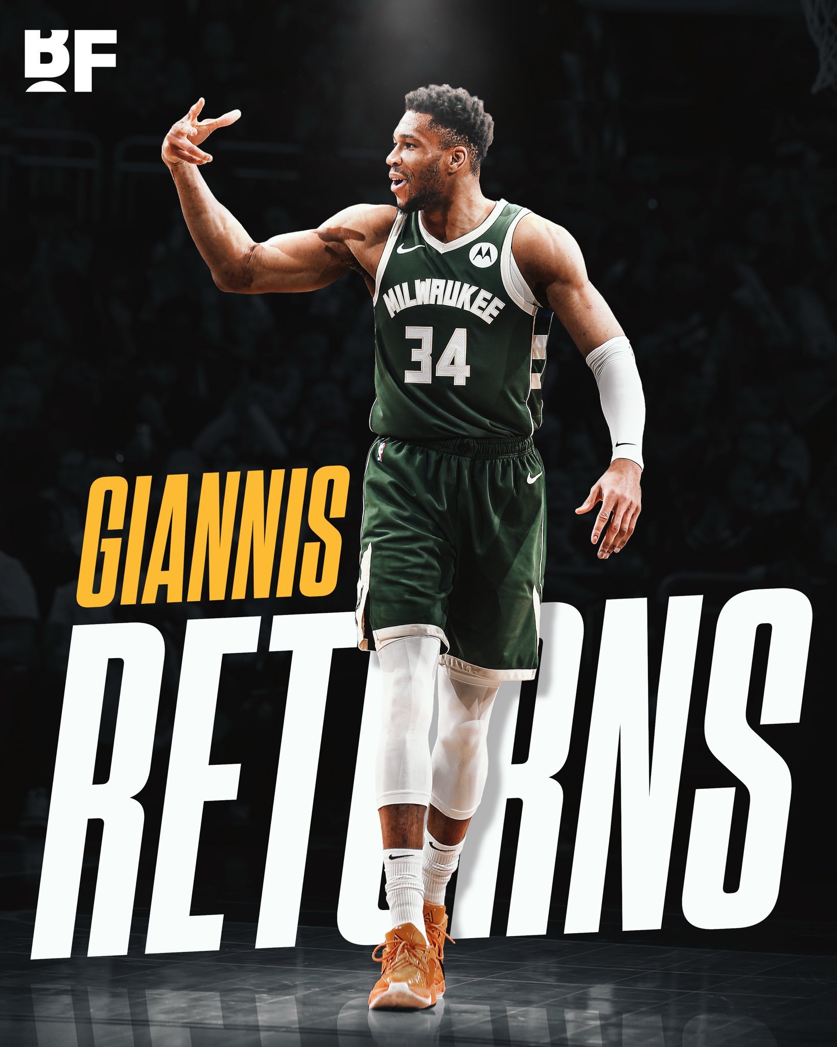 字母哥将在今晚对阵凯尔特人的比赛中复出。NBA