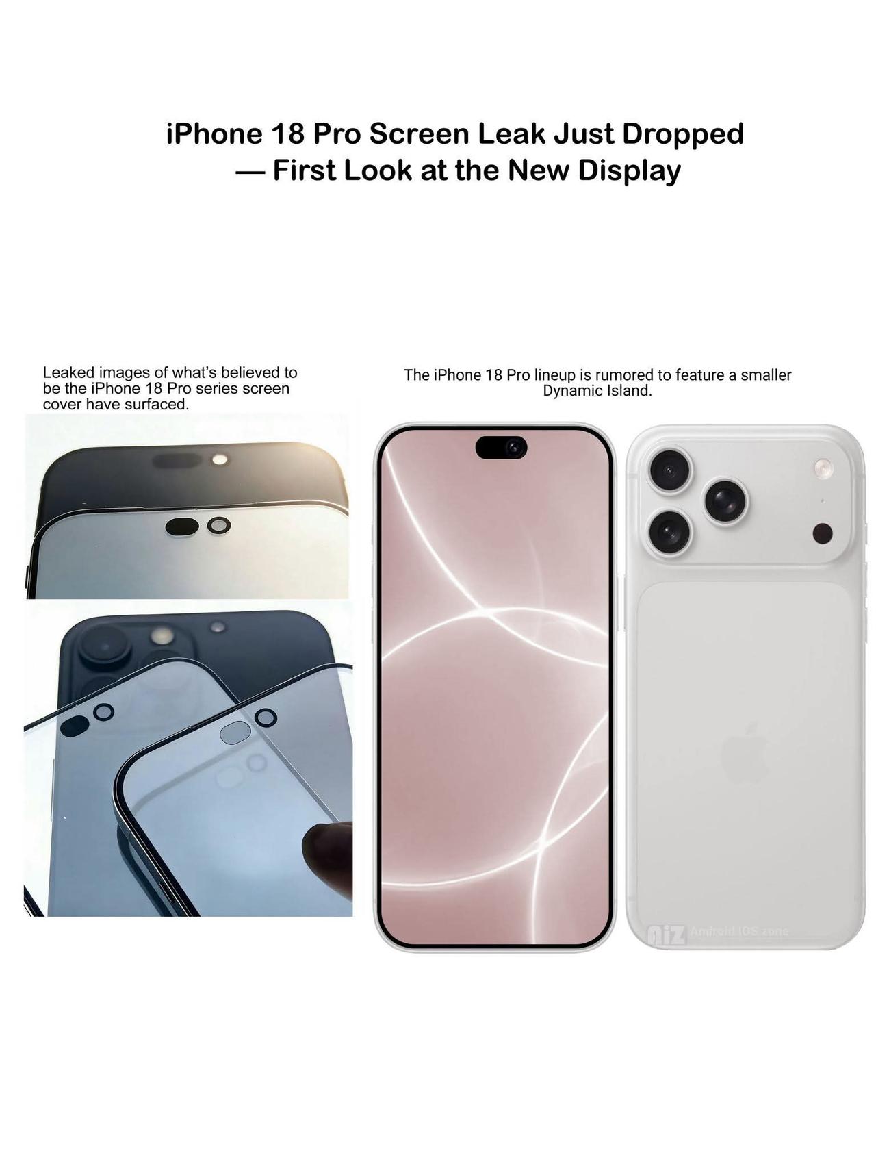 【iPhone18Pro灵动岛小了】
今年18Pro的灵动脑门缩小了
从曝光的钢