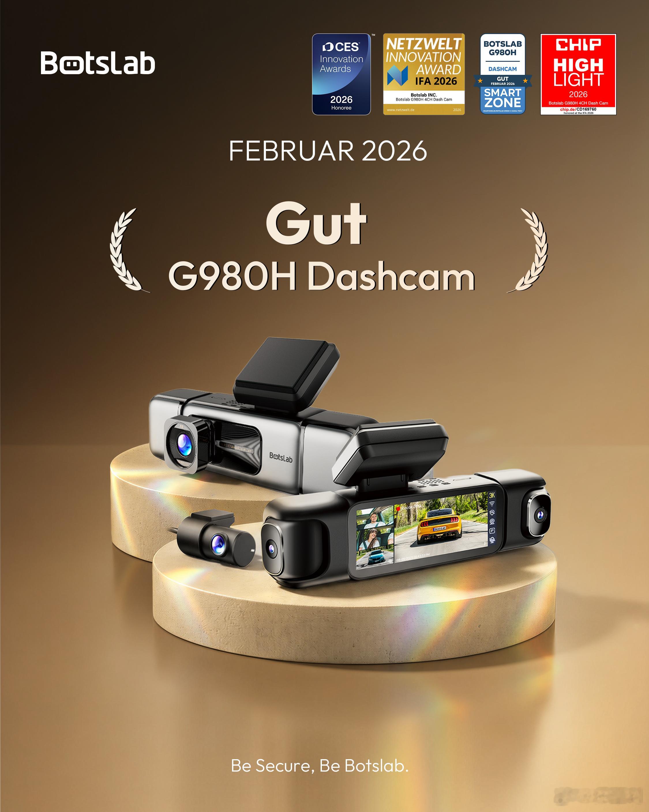 🎉 喜报｜G980H Dash Cam 连获三项海外媒体奖项！很高兴和大家分享
