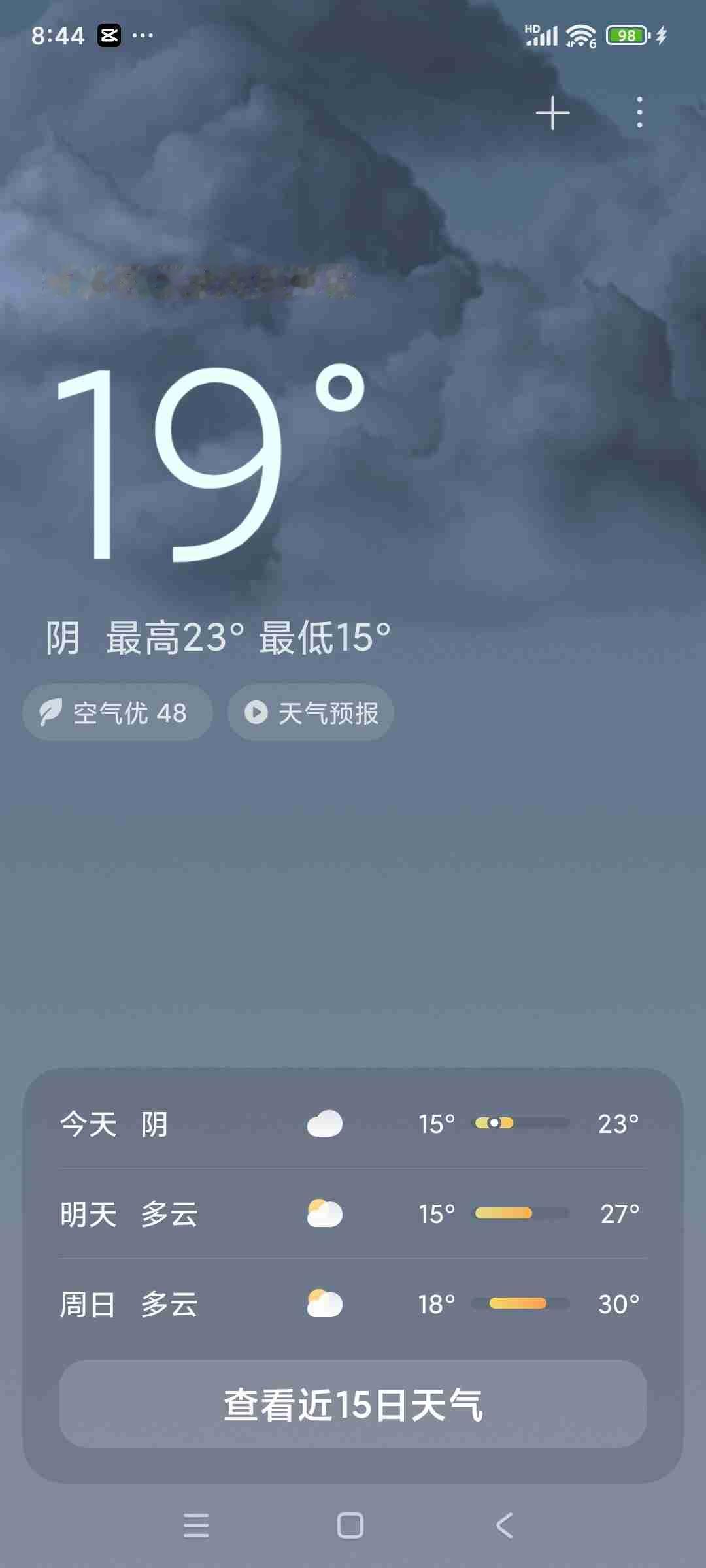 我的今日状态：🐯虎虎生威
我这里的天气：☁️阴天

五月八日，最高温度23度，