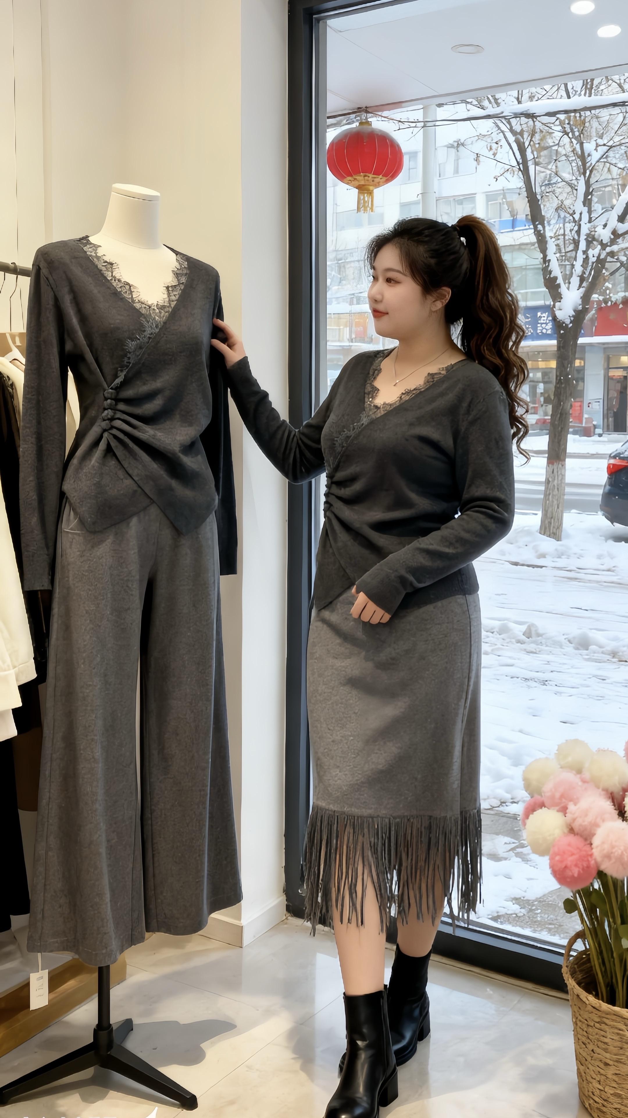 秋冬穿搭 保暖又好看一键入冬穿搭大码女装遮肉显瘦