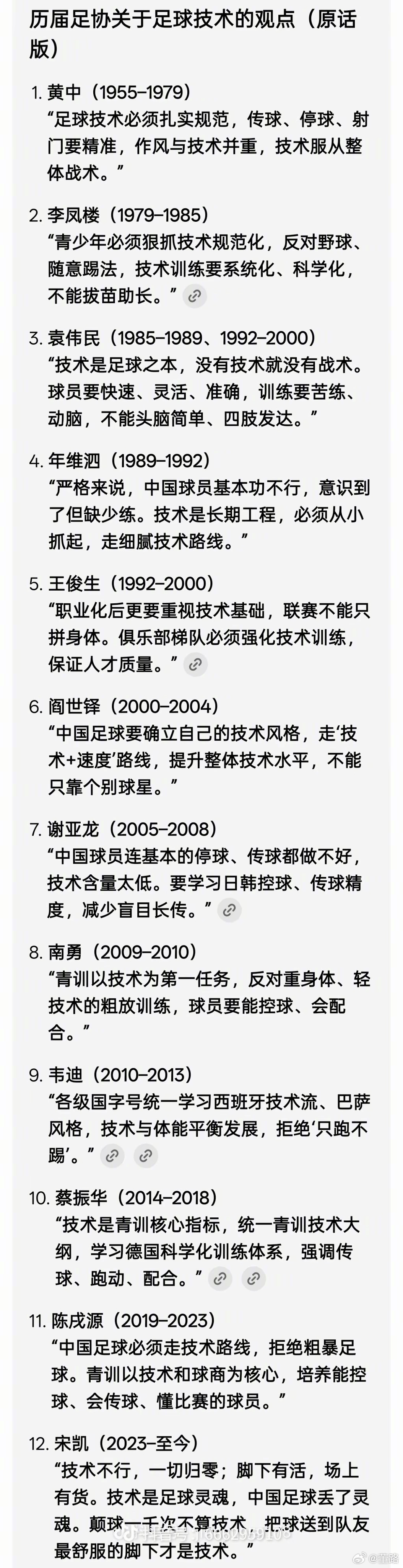 从1955到2026，前后70年！历届中国足协主席都在强调一件事——“技术”。漫