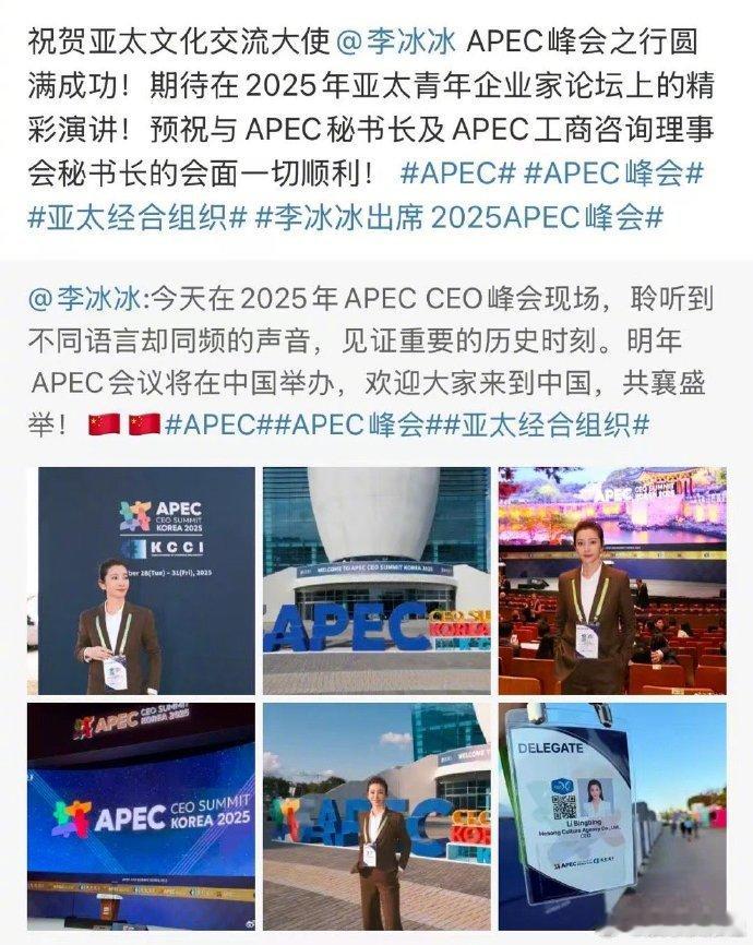 李冰冰大花含金量还在上升 谁来懂一下大花粉的兴奋啊！冰姐不仅是亮相APEC，还要