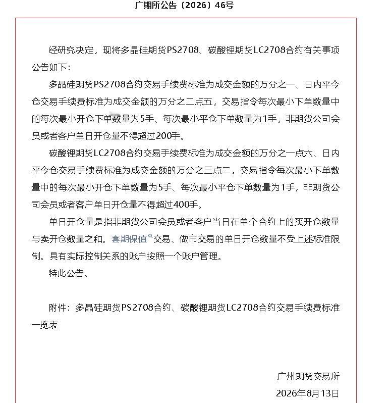 广期所对于多晶硅和碳酸锂，又有动作了！ 