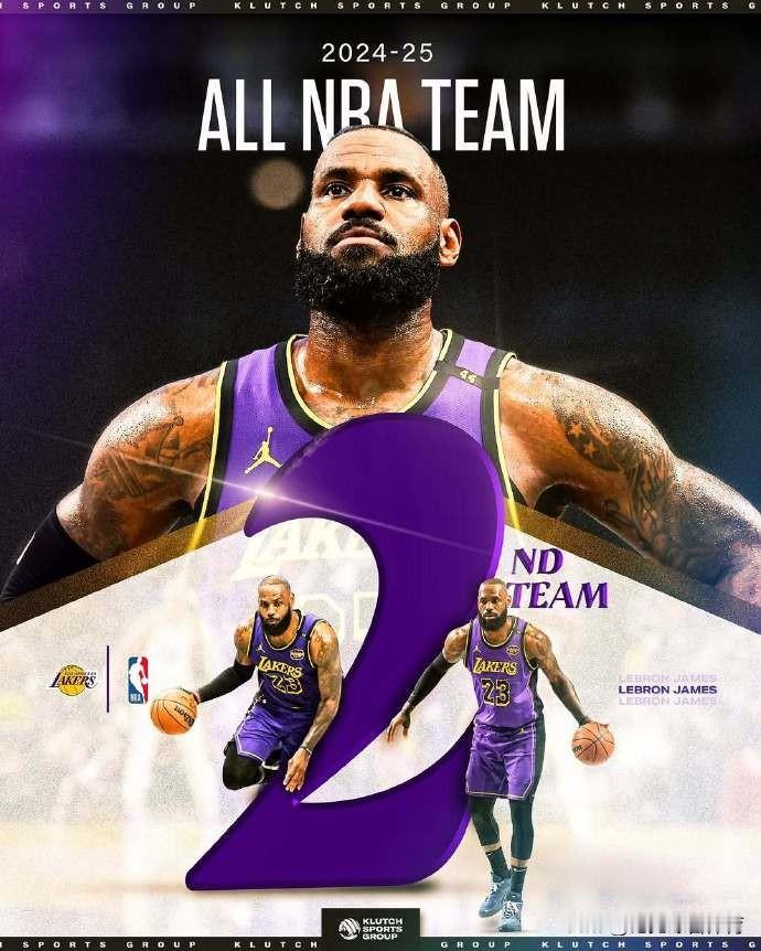 NBA：入选最佳阵容二阵，詹姆斯发推写道：“40岁再度入选最佳阵容！！此刻我简直