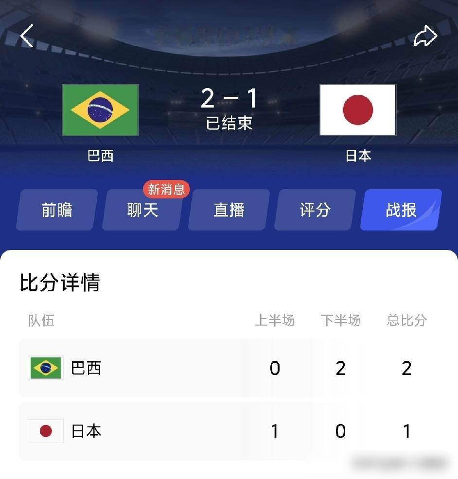日本队，又被逆转了。
世界杯1/16决赛，上半场1：0领先巴西。
伤停补时，巴西