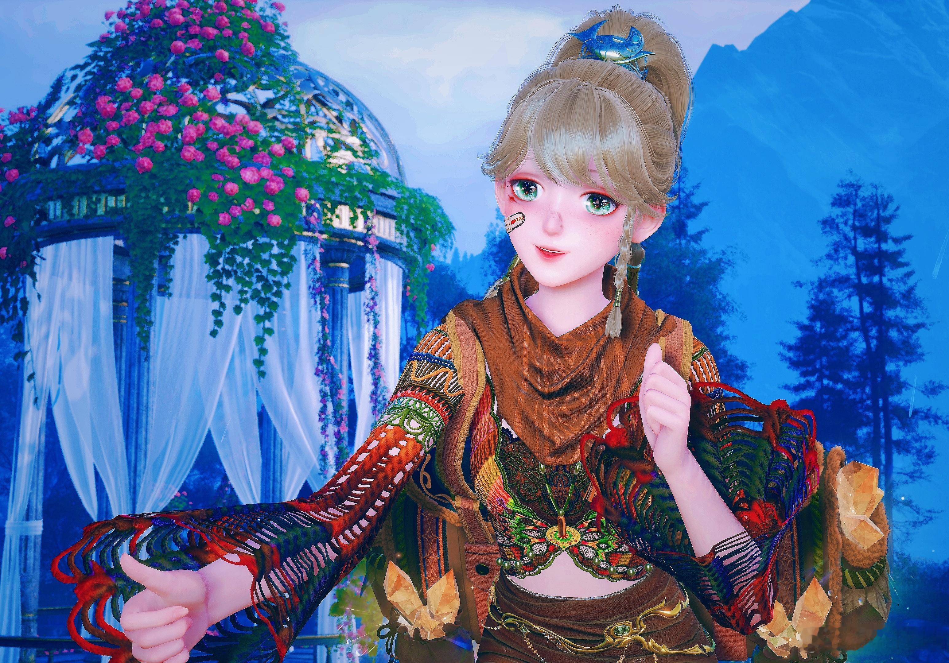 无限暖暖无限暖暖黄金尘无限暖暖奇想星创社今日是探险家暖暖撞色镂空针织上衣裹着浓郁