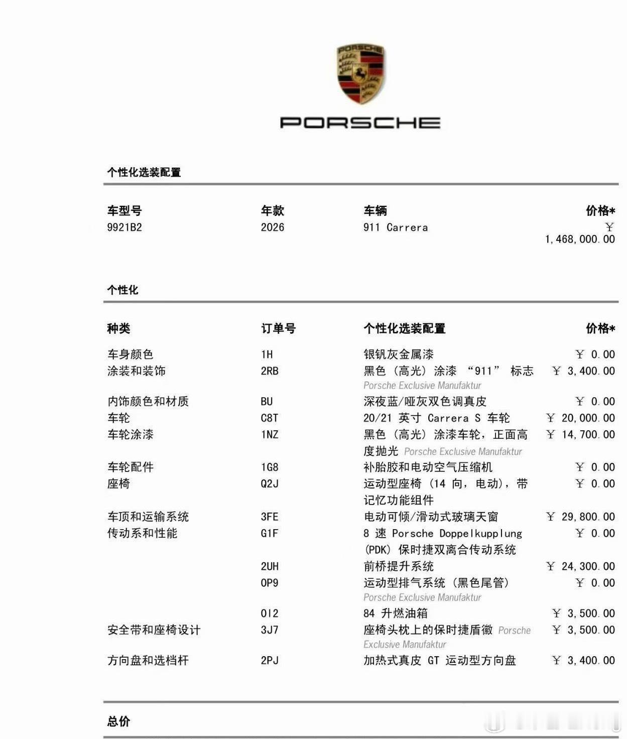 保时捷911 银钒灰 全款含豪车税1452952元 裸车 办完要160多点了…全