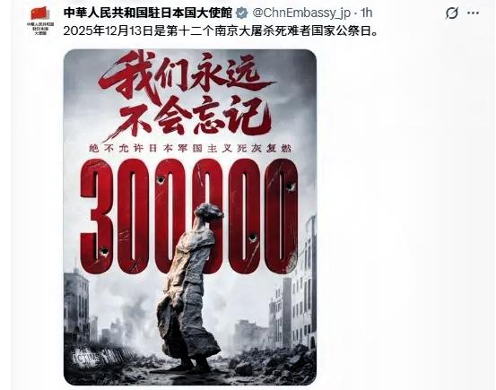 12月13日，第十二个南京大屠杀死难者国家公祭日，举国同悲，山河肃穆。中国驻日大