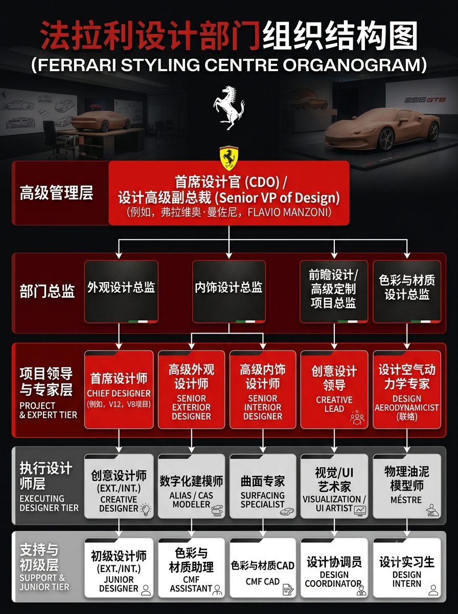我用豆包和 Gemini 交叉验证了一下，关于法拉利的设计层级。小鹏的胡安马·洛