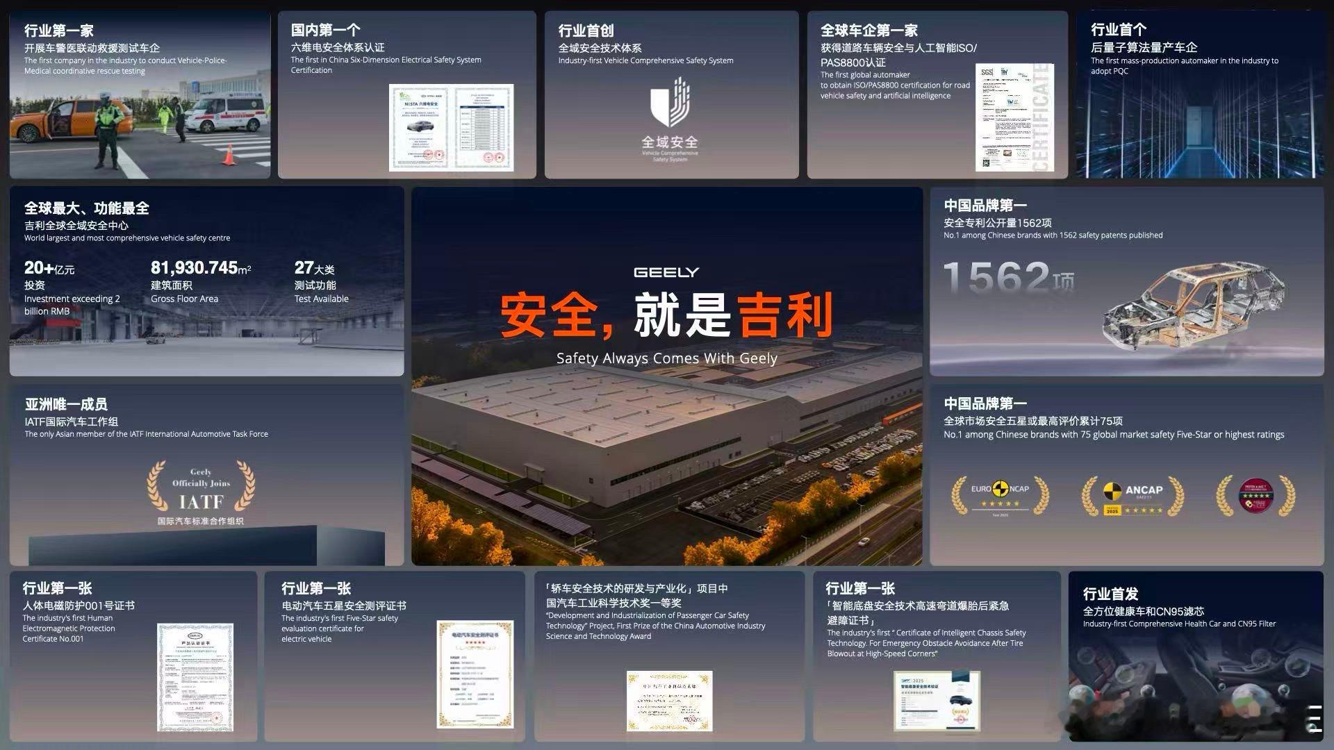 安全就是吉利行业安全才是真安全！即日起，吉利全球全域安全中心正式向全行业开放共同