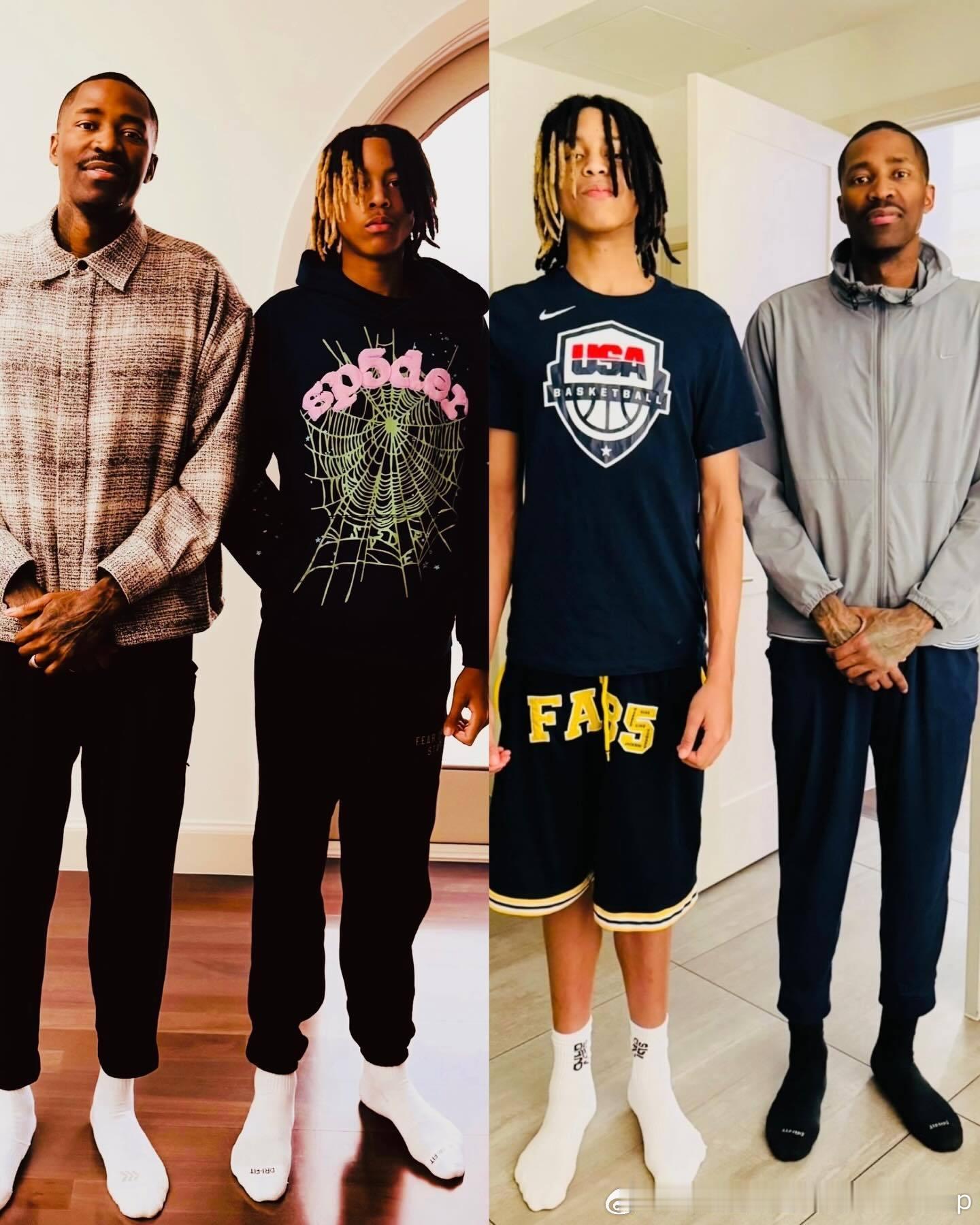 15岁的JJ Crawford已经和老爸同高了！（左图拍摄于2025年9月，右图