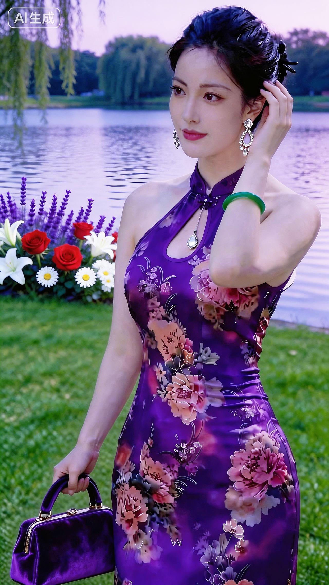 广东阳光明媚，我来踏春……即梦AI 旗袍美女 旗袍 改良旗袍