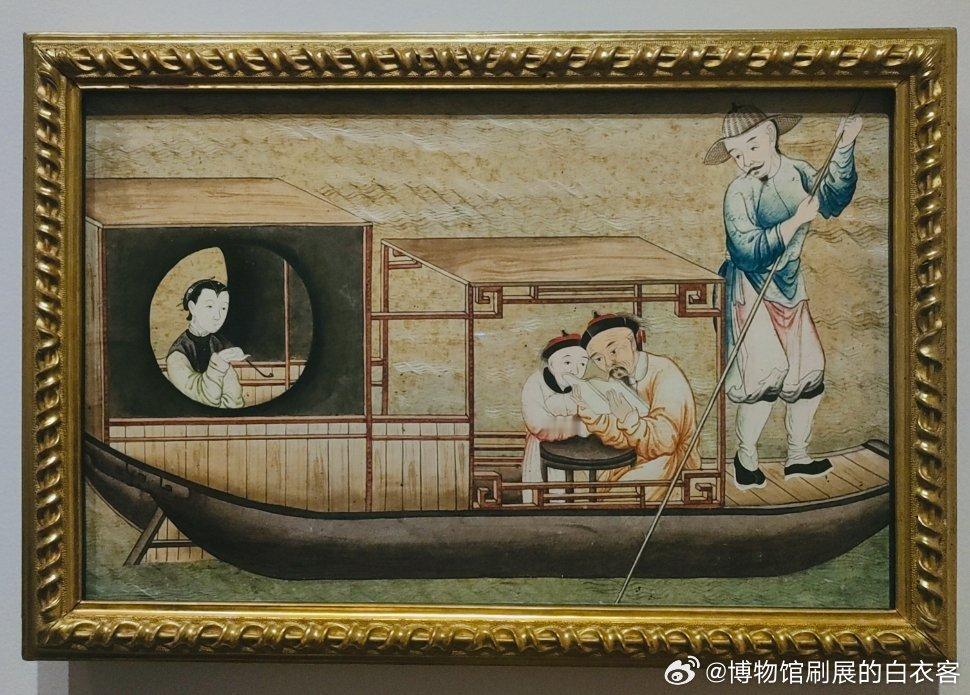 说到毒品…一个不怎么让人愉快的展品是这幅1770年表现“中国风情”的外销画：画中