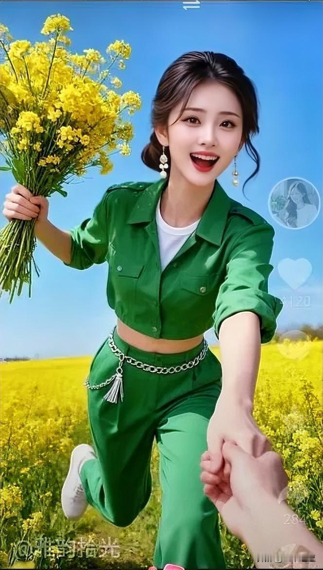 阳光明媚的春日，手捧鲜花，与心爱的人奔跑在花海中，感受大自然的美好。🌸💕花季