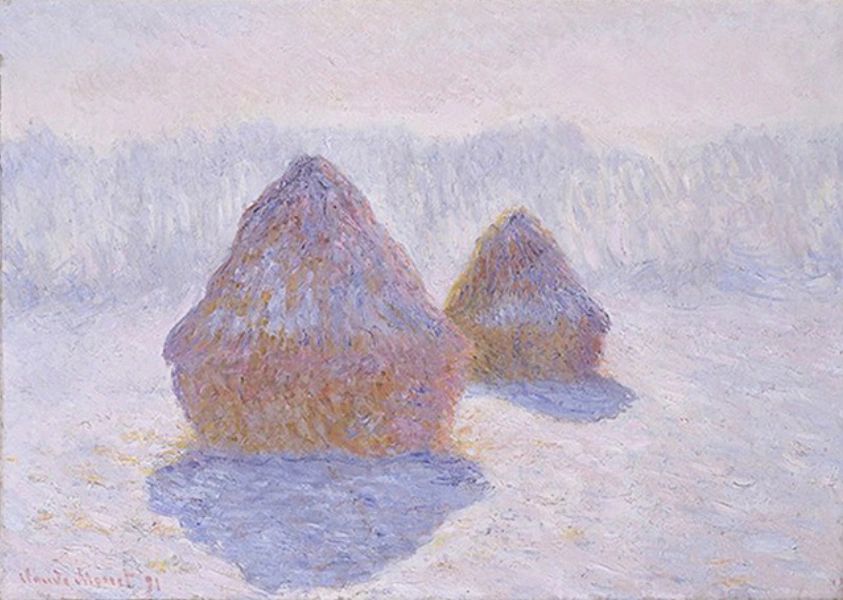 克劳德·莫奈，《一堆稻草，雪和阳光的效果》，1891 年大都会艺术博物馆
	
