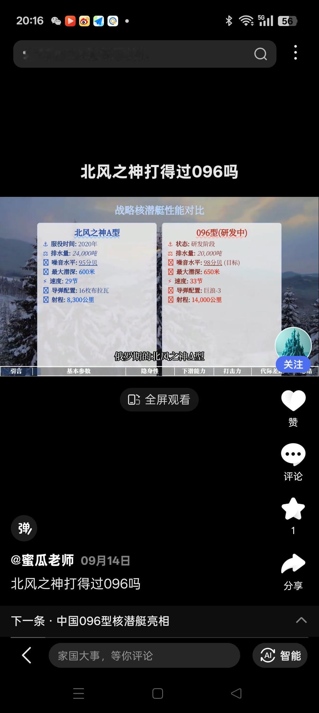 中国的096与俄罗斯的北风之神战略核潜艇的优劣比较
一、‌航速与机动性‌
   