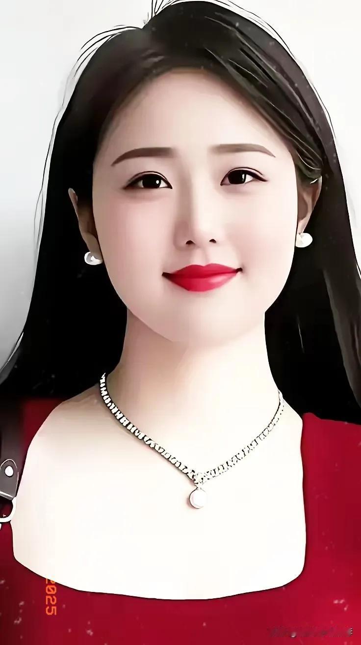 这位美女戴着珍珠项链和耳环。