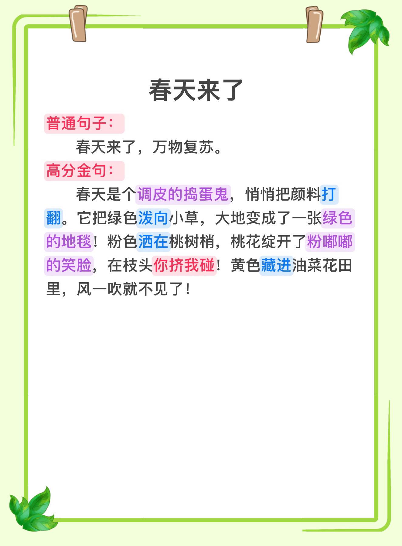 春天来了～ 每天积累一个作文金句🔥