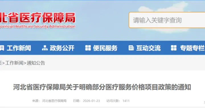 明确部分医疗服务价格！河北省医疗保障局最新通知