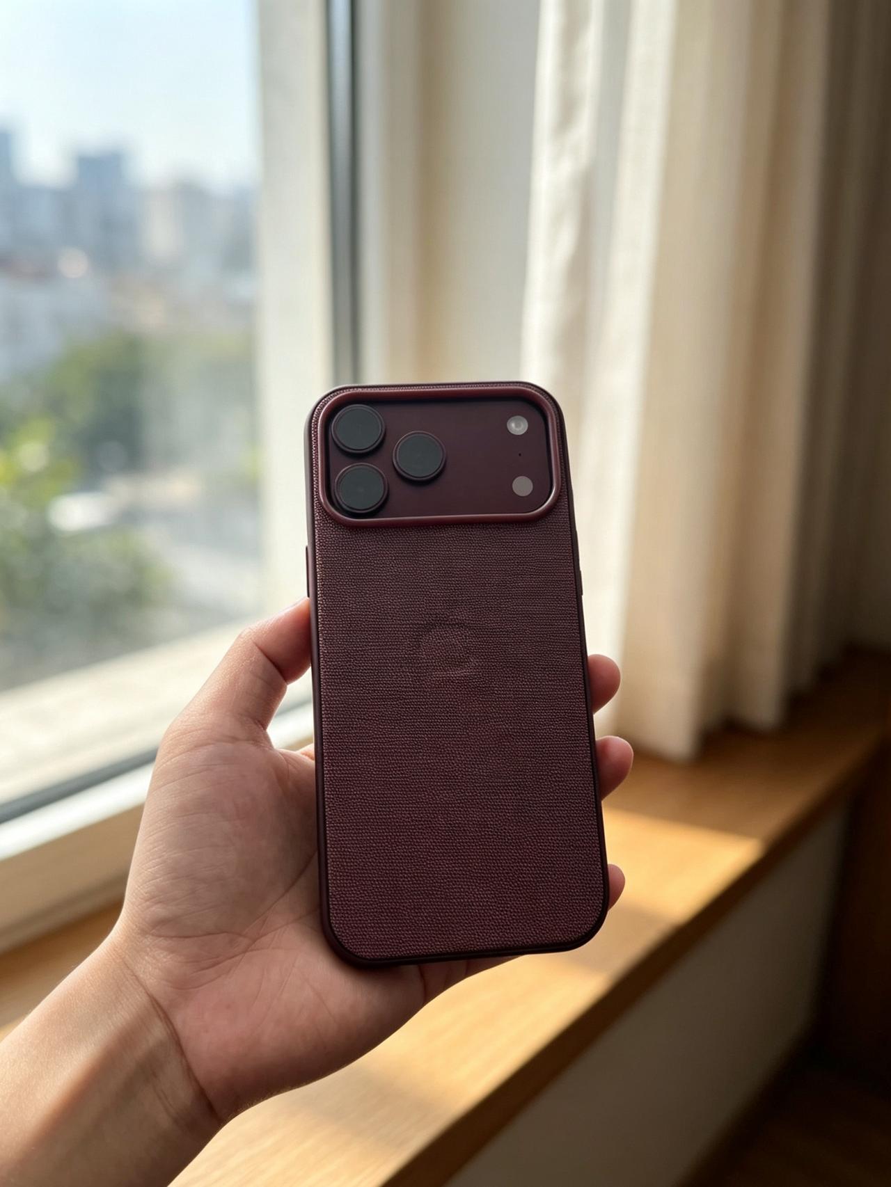 iPhone18 Pro勃艮第酒红色真好看，就是手机壳有点难选，有人说红色很难h