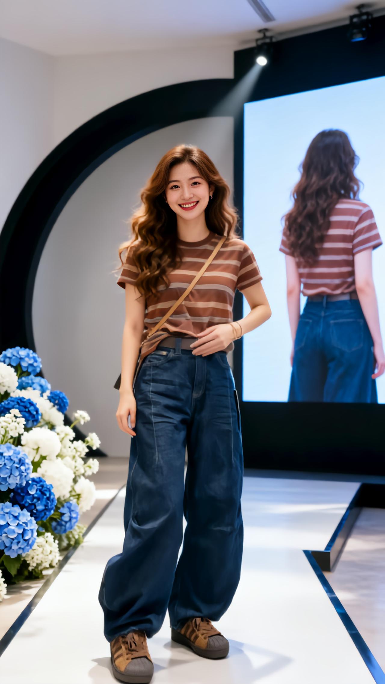 牛仔阔腿裤的百变魅力 工装高腰阔腿牛仔裤 活力条纹穿搭 牛仔阔腿裤的松弛感 活力