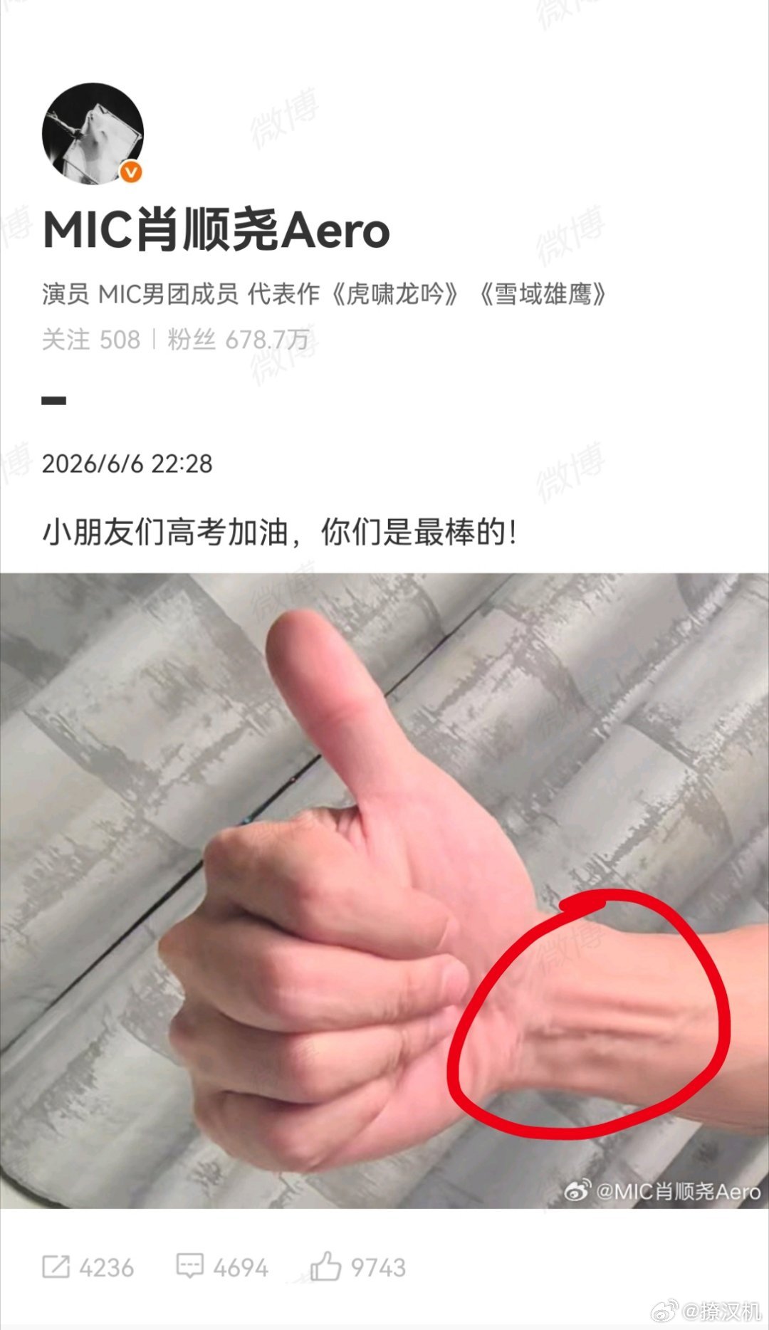 肖顺尧手腕这三根凸起的筋真的让我疯狂羡慕啊这种低体脂+高爆发的前臂线条，一看就能