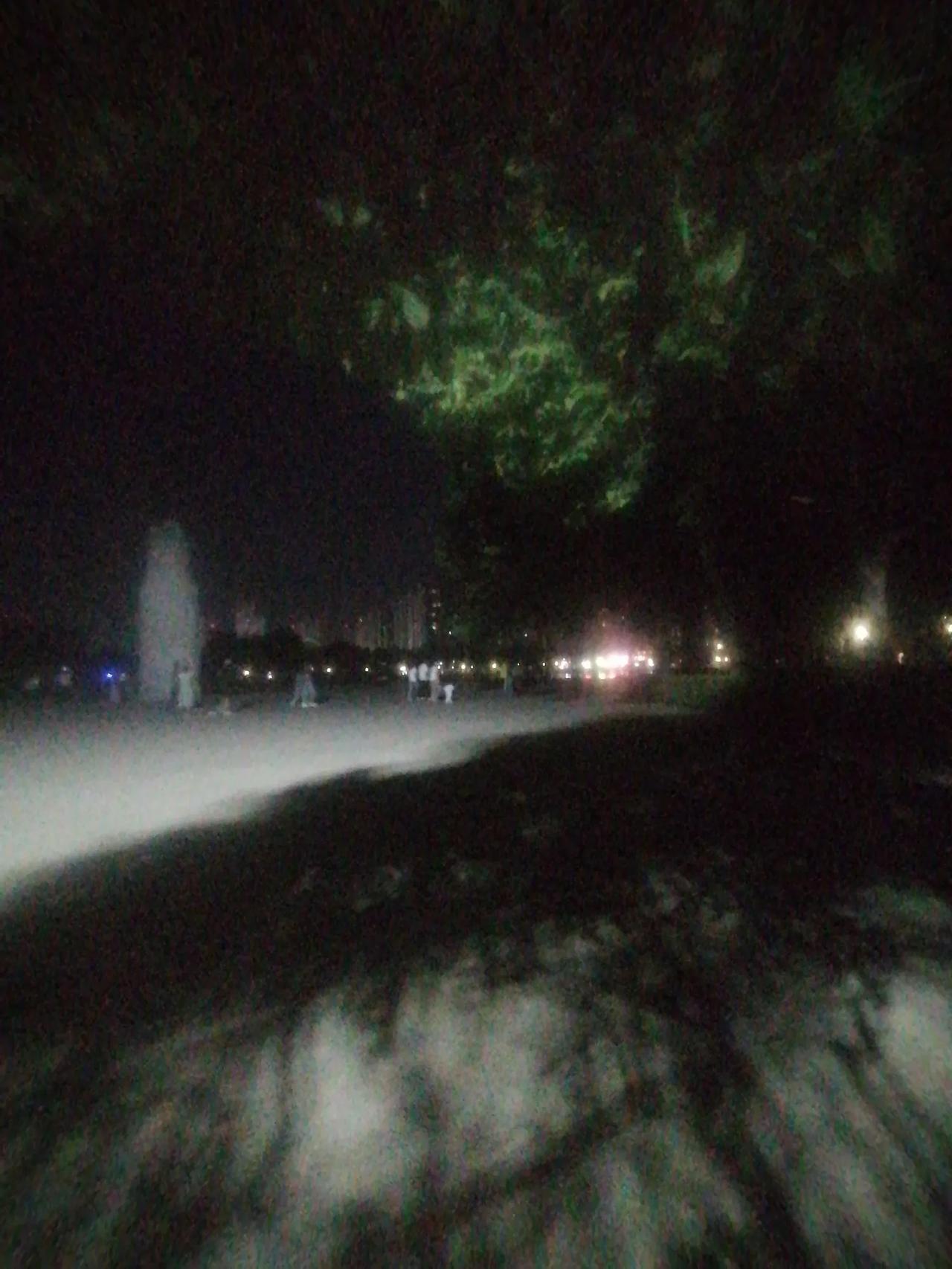 龙泉湖夜景美，老人孩子乐融。喜看今日新社会，人笑歌美环境醉。