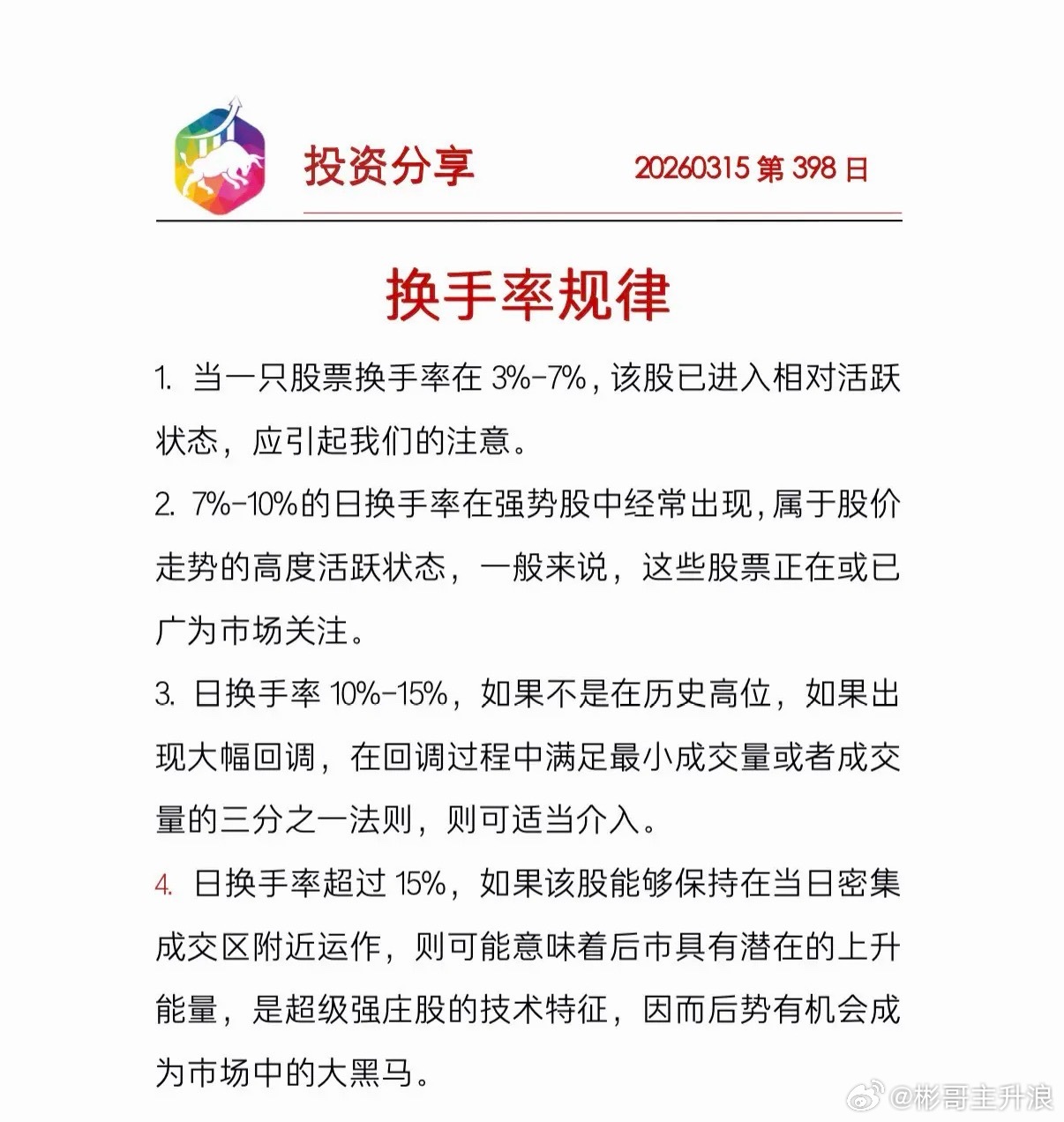 换手率的规律每天进步一点点 