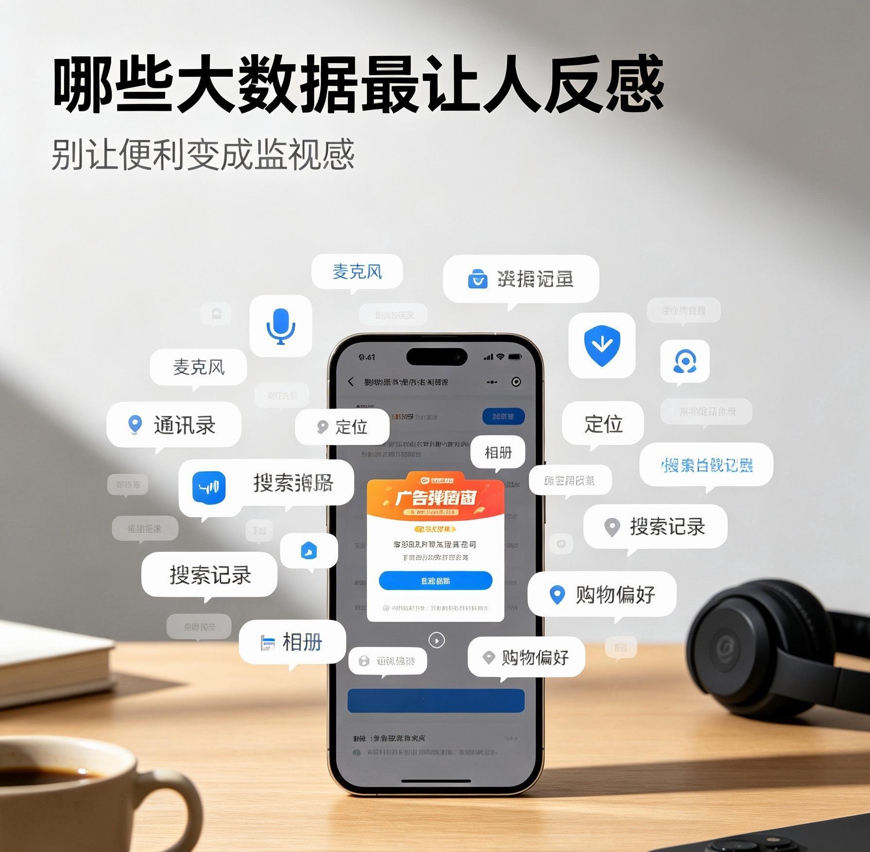 刚和朋友随口聊完美食、穿搭、生活用品，打开软件立马就推送同款广告，瞬间后背一凉，