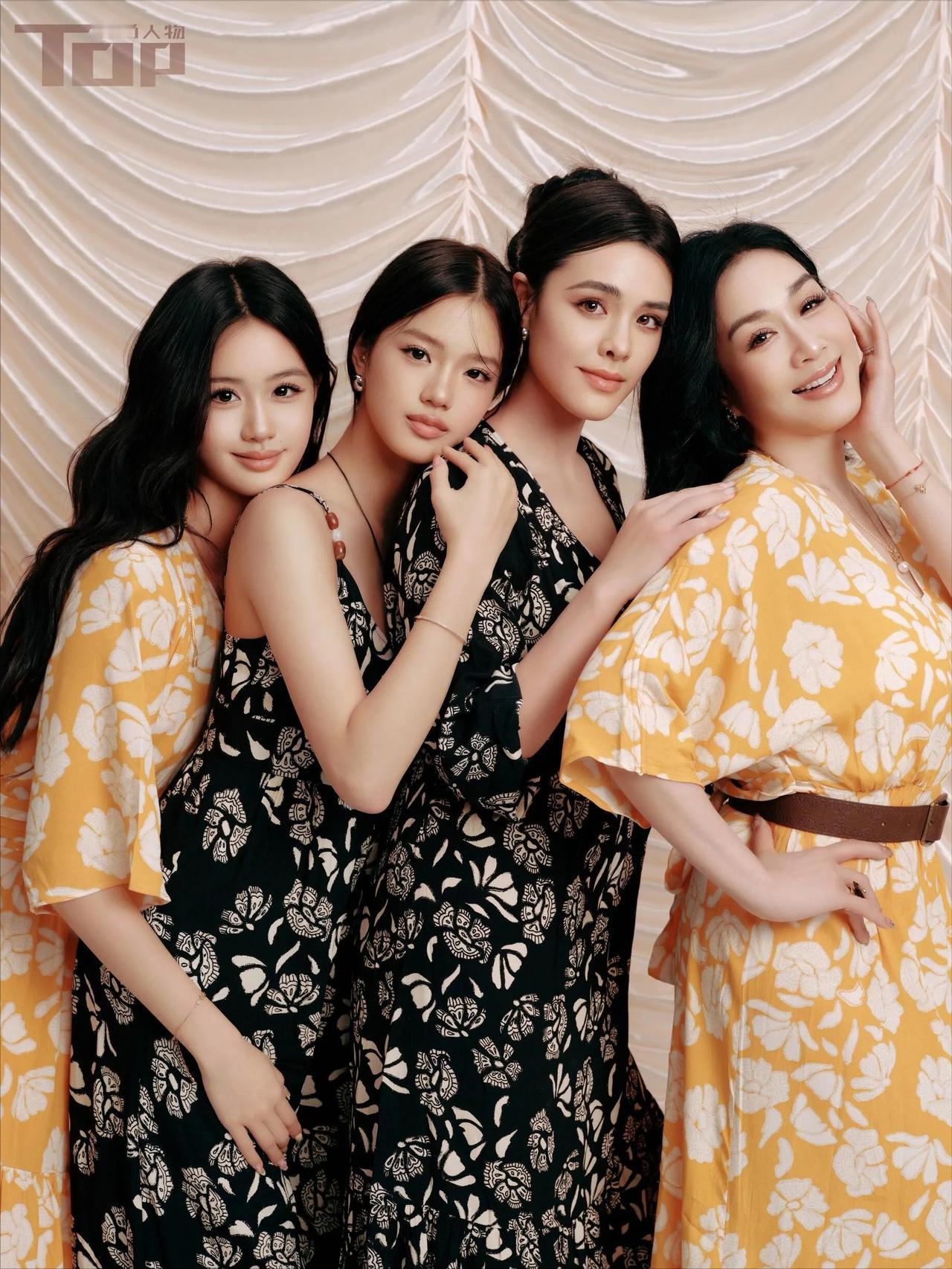 钟丽缇携三个女儿拍大片，穿母女装好幸福，三个女儿竟一个比一个美！大女儿像是马思纯