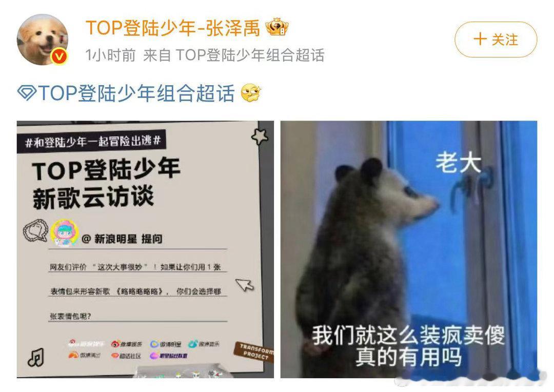 张泽禹我们这么装疯卖傻有用吗张泽禹表情包玩梗张泽禹用热门表情包玩梗，用来形容新歌