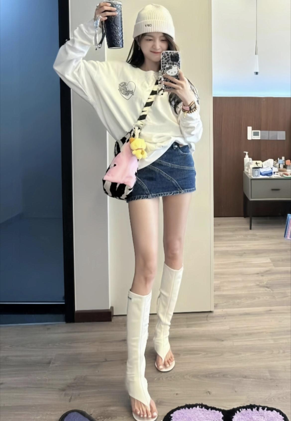 吴宣仪这腿是真的又细又直，充满了健康的感觉！吴宣仪好长的腿 吴宣仪真的好棒 吴宣
