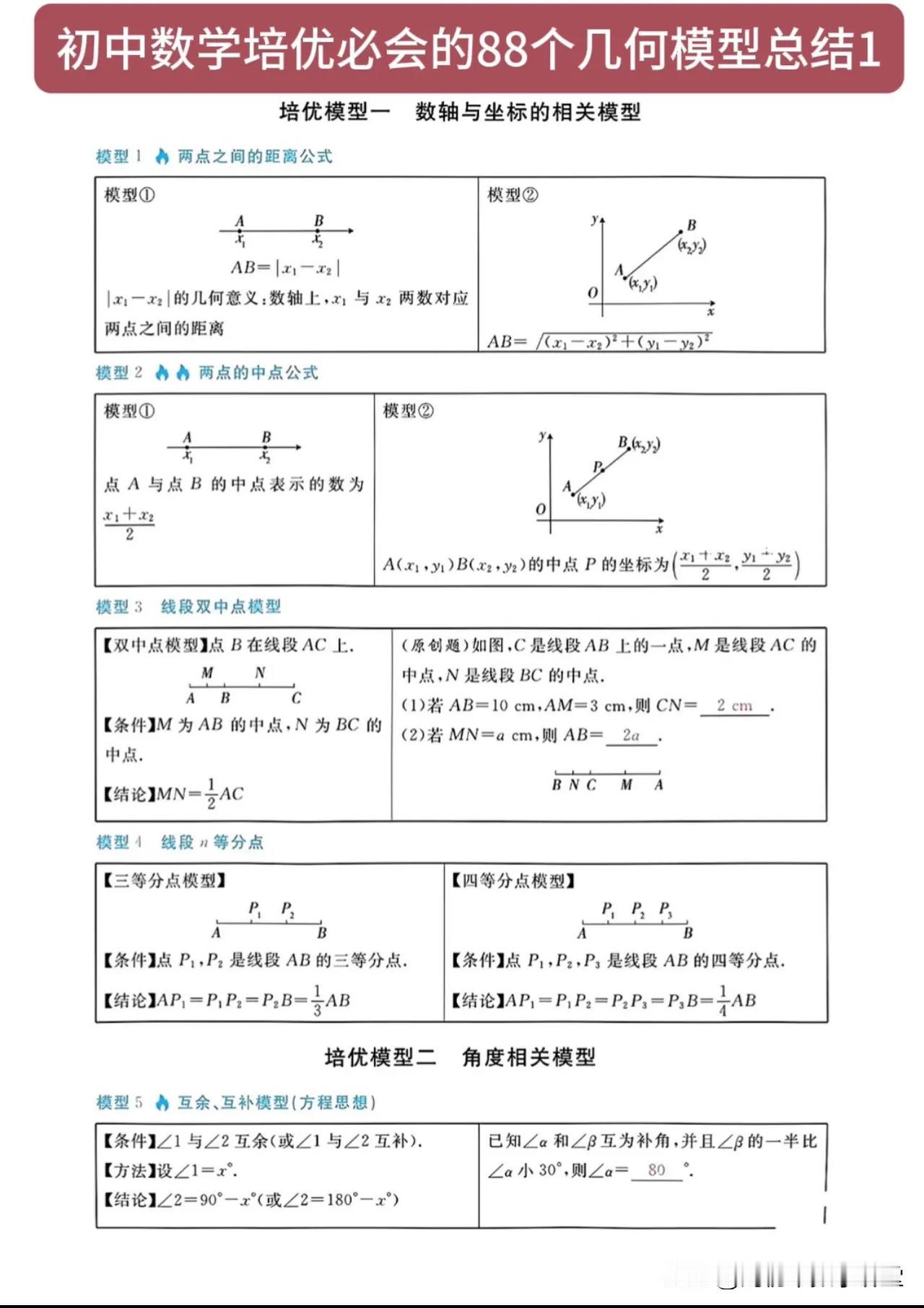 初中数学培优必会的88个几何模型总结1