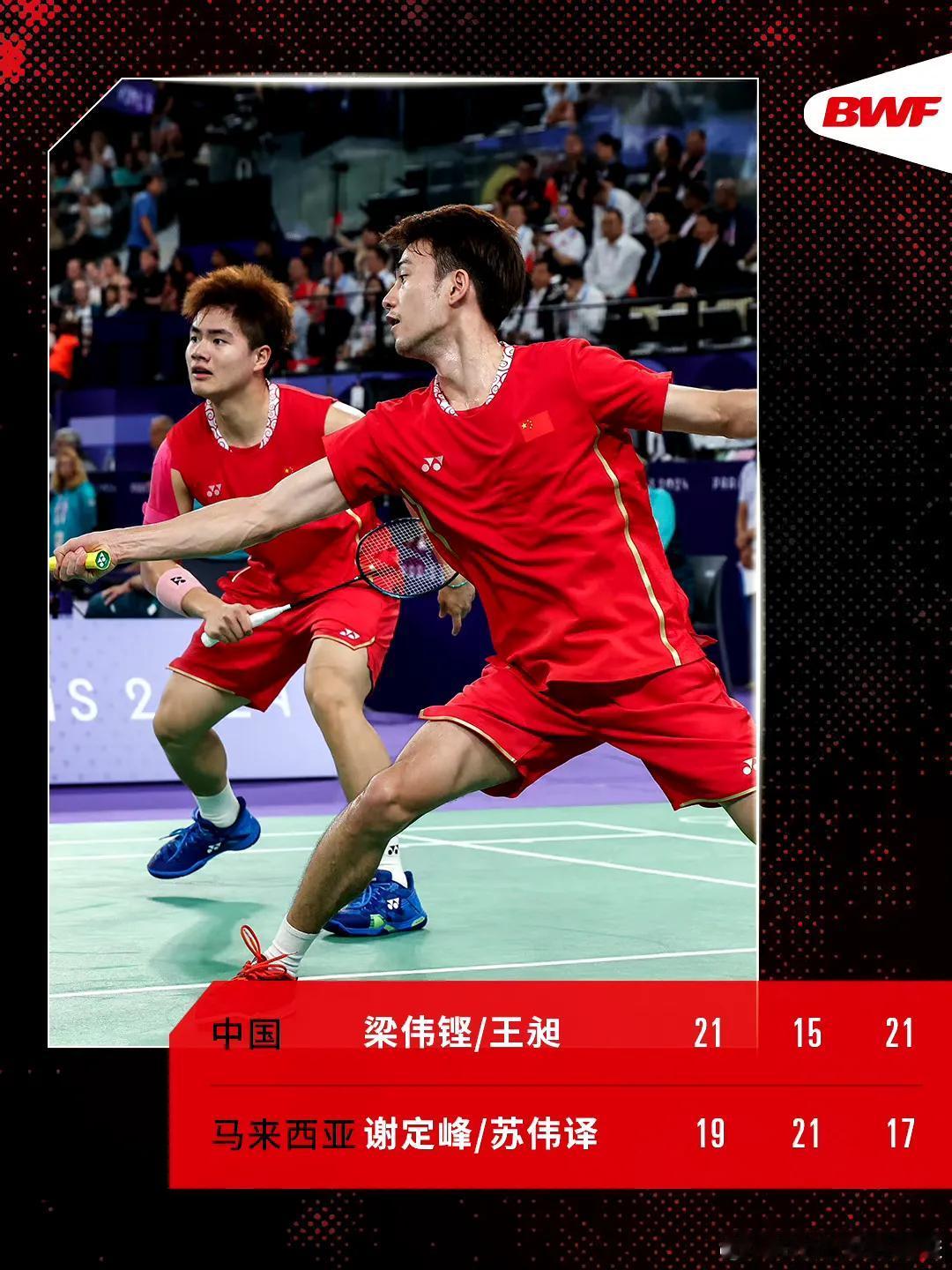 #和安踏一起为中国队加油# 🏸好样的！梁王挺进男双决赛！
刚刚结束的巴黎奥运会