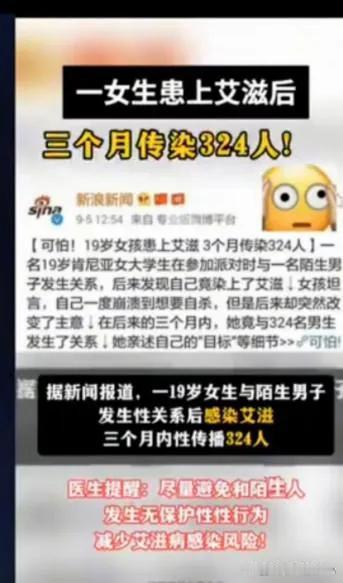 19岁肯尼亚女大学生，3个月传染324人，不控制真的完蛋了。。新浪新闻报道，一个