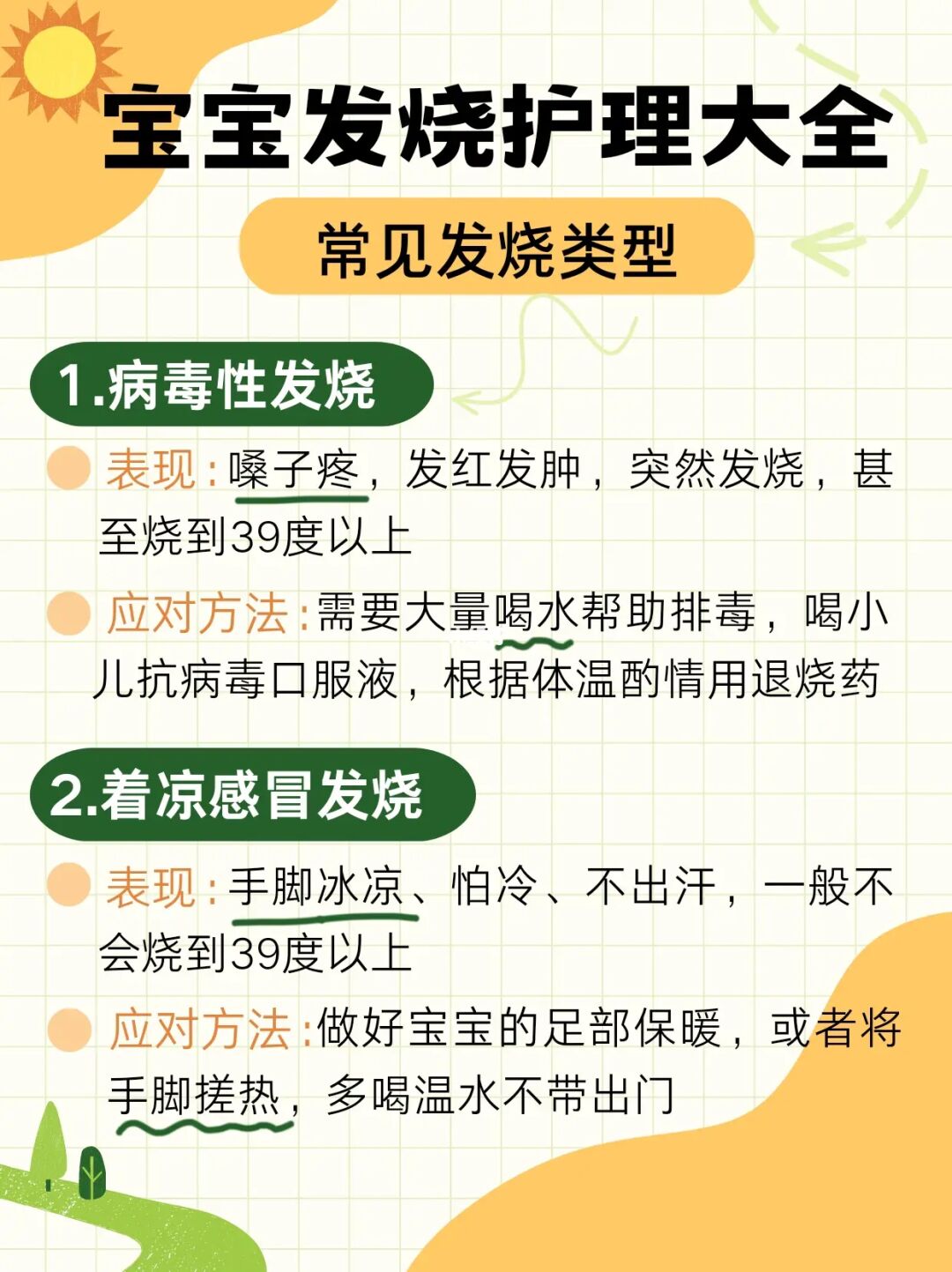 宝宝发烧应对方法|各发烧类型＋注意事项！！
